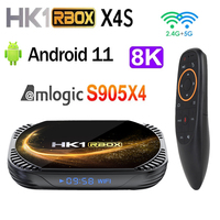 HK1 RBOX X4S Android 11 Smart TV Box  Amlogic S905X4 4G 32G 64G 128G Dual Wifi 4K BT 8K 4K AV1 Media Player Set Top Box TVBOX