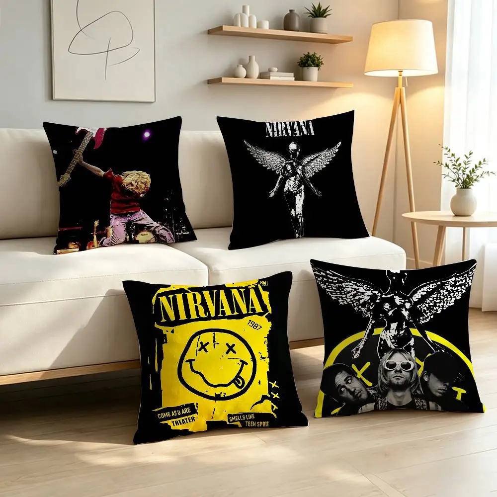 Seattle Grunge N-Nirvana Pillow Case Pattern Printed Pillowcase For Living Room Sofa Cushion Cover