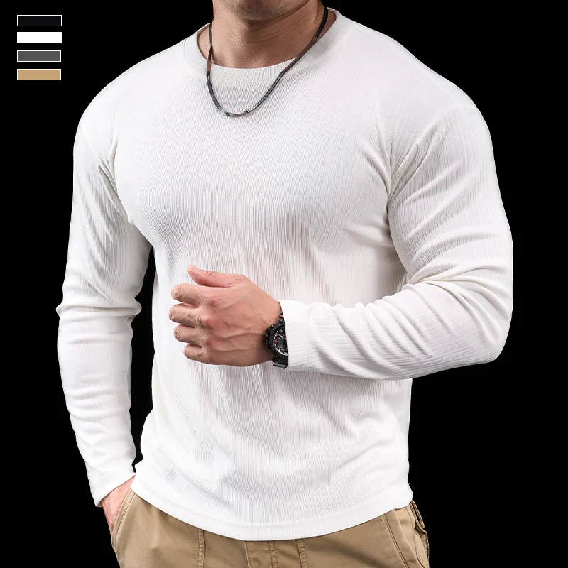 Men's Sports Gym Tops Running Jogging Training Clothes Autumn and Winter Long Sleeve T-Shirt Clothes Muscle Tight Tee image 3