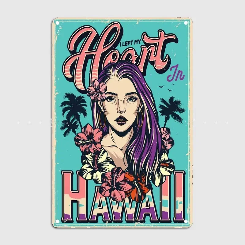 Vinatge Hawaii Travel Interior Pub Club Gaming Room Decoration Metal Signs Vintage Decor Metal Wall Art Mural Home Decorations