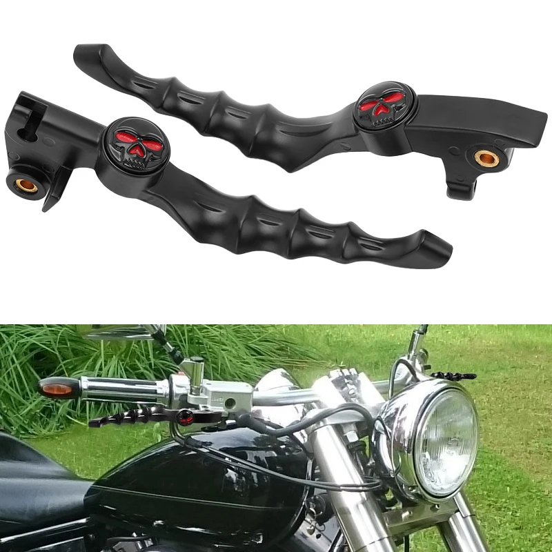 

2Pcs Motorcycle Black Skull Brake Clutch Levers Shifter Lever For Yamaha VStar Drag Star XVS 400/650 XVS 1100 1999-2009 96/16