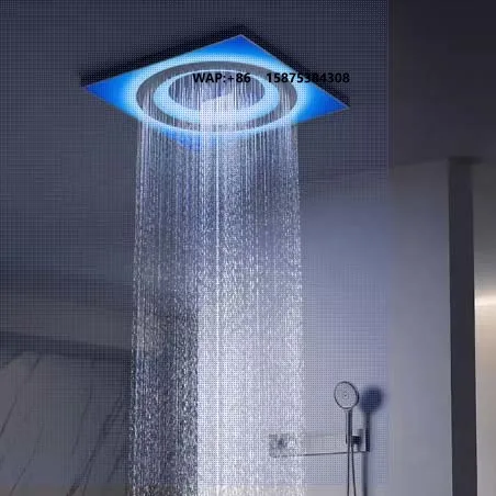 Modern Multifunctional 600*600mm Black Bathroom Led Shower Head  Thermostaticrain Rainfall Smart Shower Set