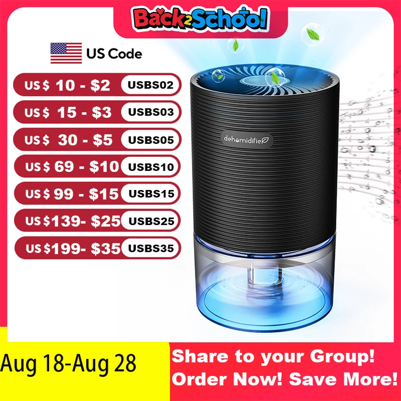 

Ультра-тихий осушитель на 25 унций, 7-цветная светодиодная подсветка с автоматическим выключением — энергосбережение, компактная конструкция для спальни, ванной комнаты, шкафа и офиса