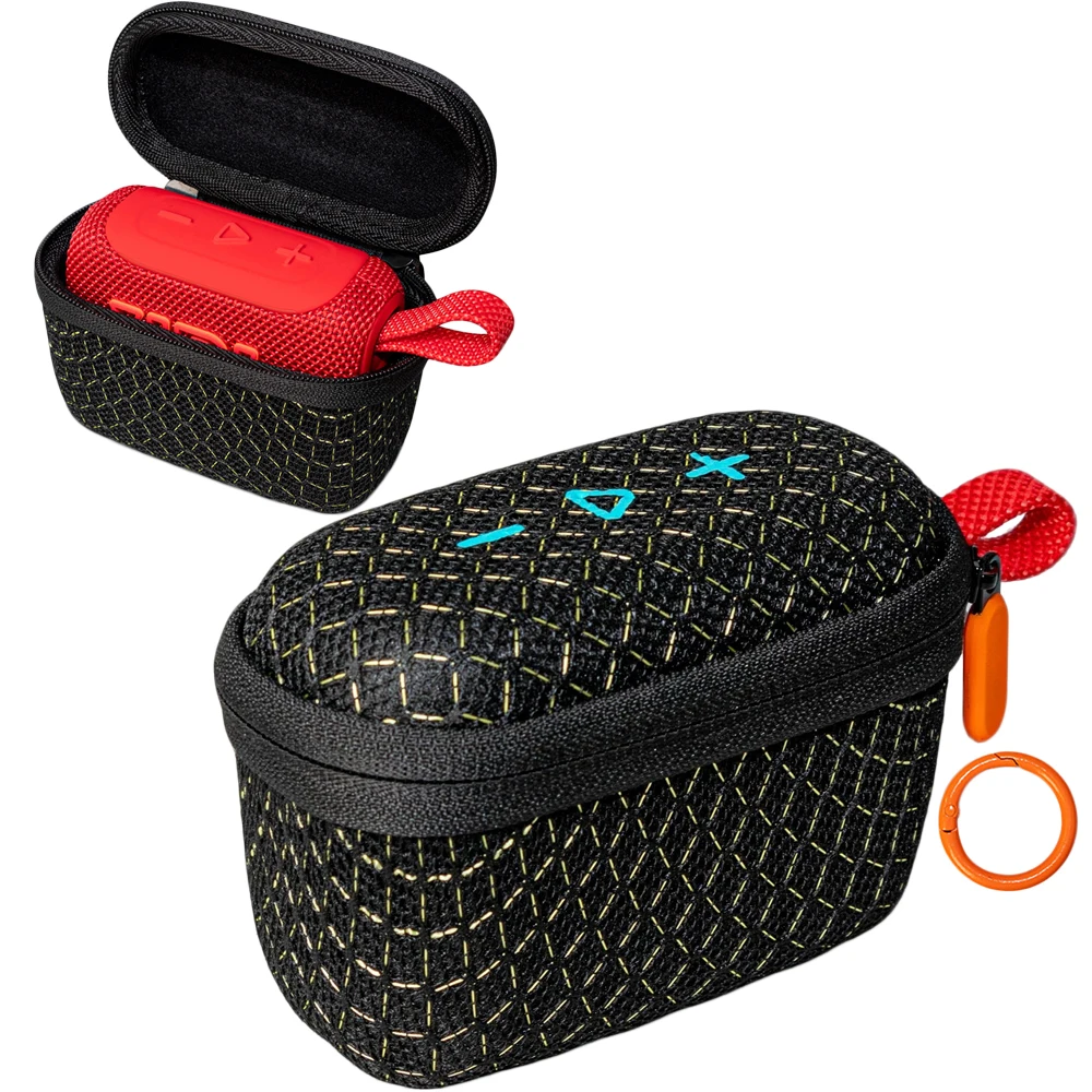 For JBL GO5 Bluetooth-compatible Speaker Case Sound Permissive Mesh Hard Shell Portable Pouch Soft Lining Metal Carabiner