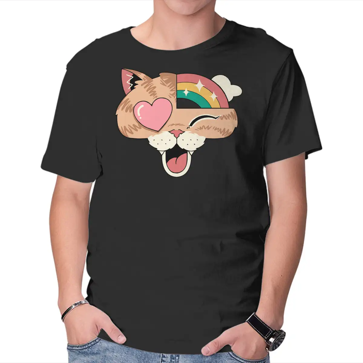 Whimsical Whiskers Anime Graphic T-shirts for Men Clothing Women Short Sleeve Tees New Arrivals Unisex Summer