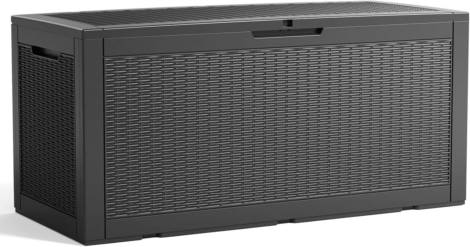 

100 Gallon Large Deck Box,Outdoor Storage Box Patio Furniture,Cushions,Gardening Tools,Pool Supplies,660lbs Weight Capacity