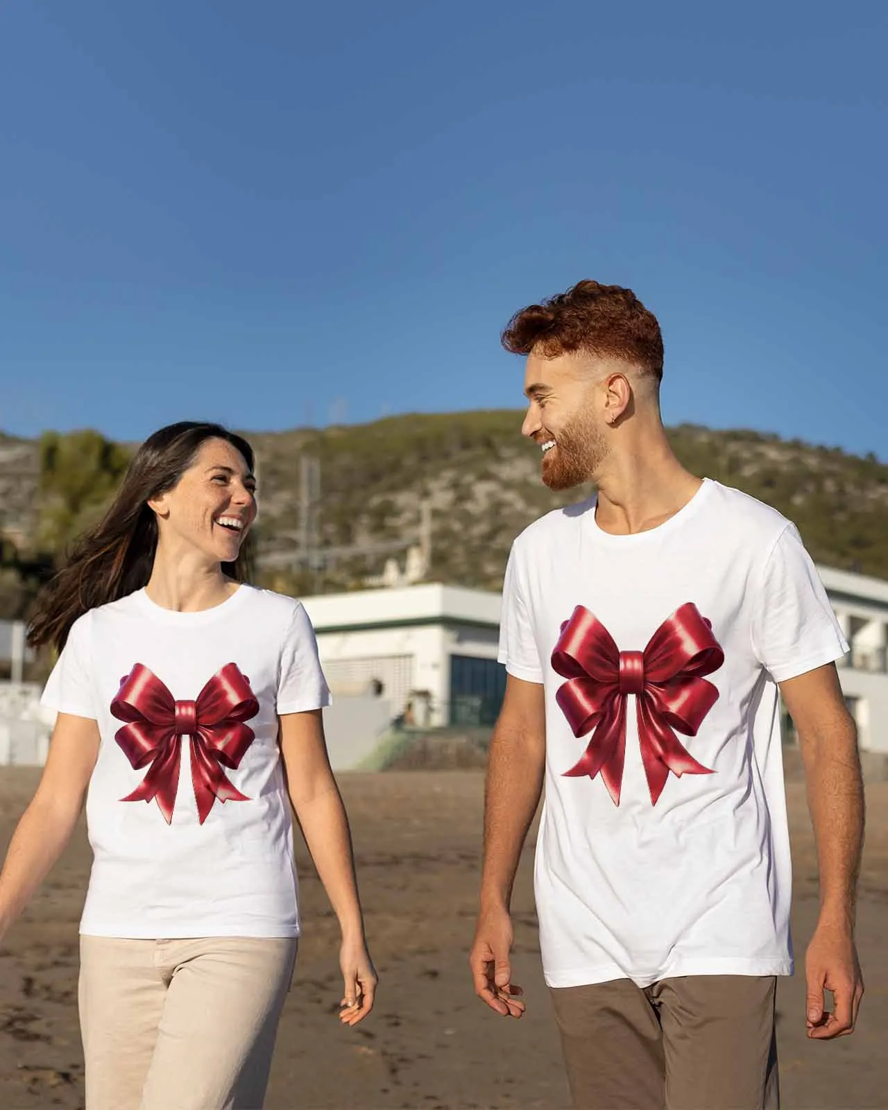 Red Bow Tie Couple T Shirt Lovers Short Sleeve O Neck Loose Tshirt Fashion Woman Man Tee Shirt