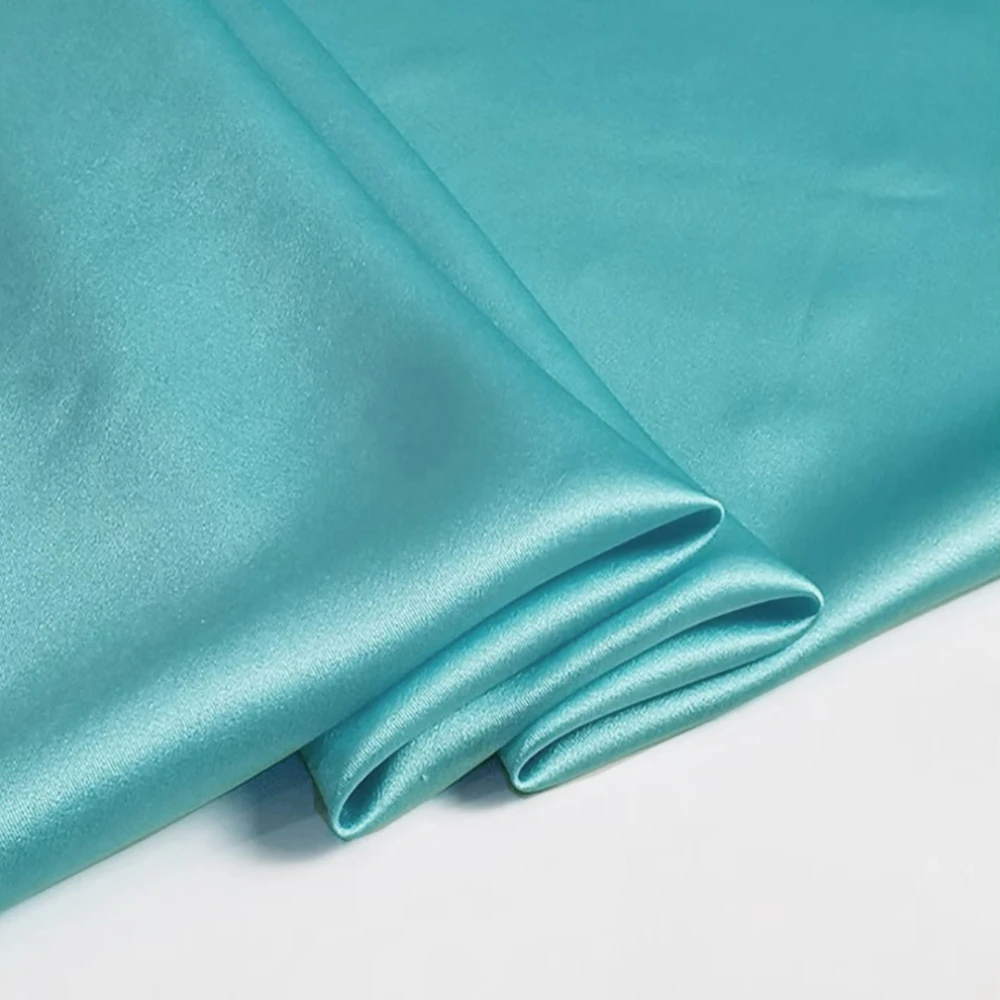 בד סאטן מתיחה טבעי CISULI, 19 מומה, רוחב 55 אינץ', סויה טהורה, בד לחולצות ולשמלות, כחול בהיר