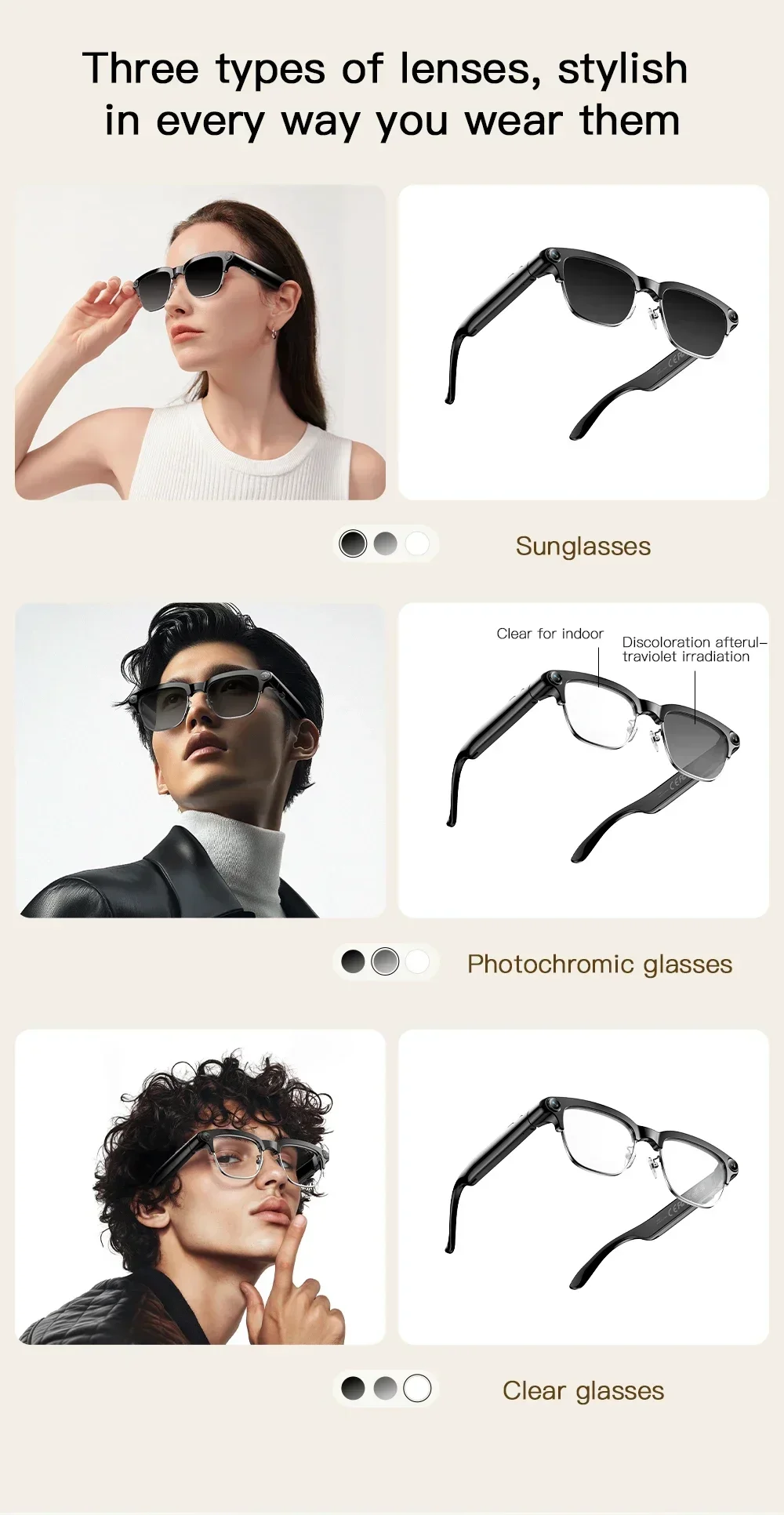 Neue KI-Videoaufnahme-Smartbrille mit Echtzeit-Übersetzung, 800W HD-Kamera, KI-Sprachassistent, Aufnahmefunktion und Dual-Lautsprechern – Sonnenbrille – Detail 13