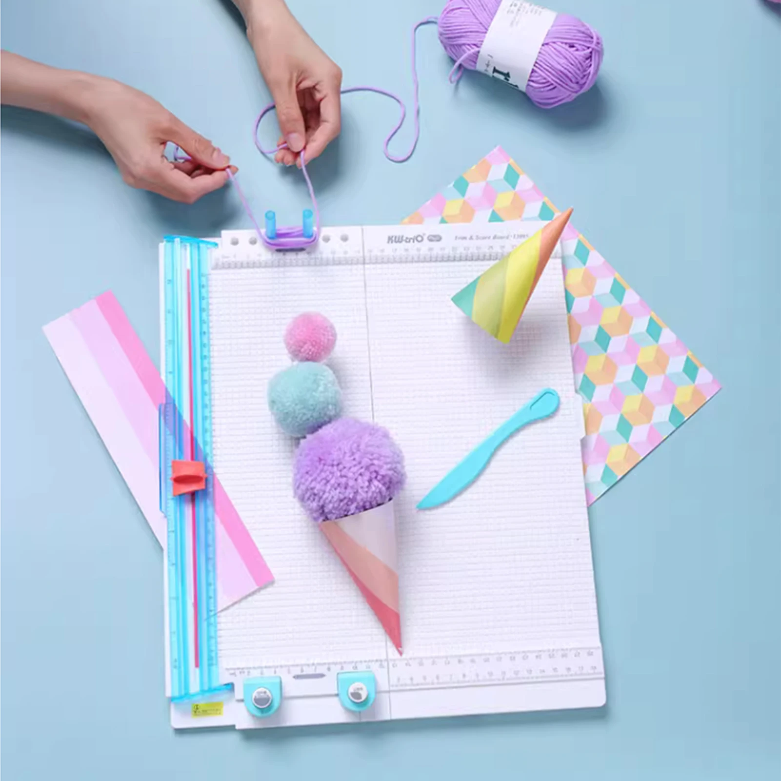 Placa de pontuação 7 em 1 para aparador de papel KW-trio 13095, lâminas de corte de papel artesanal, ferramenta de pontuação com dobramento de papel para fazer fotos