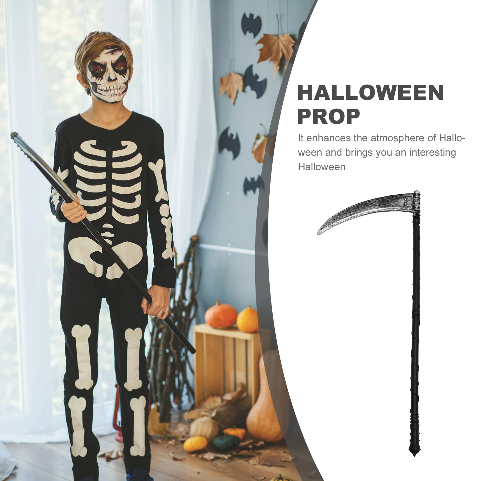 Death Scythe Kids Halloween Costume Toy Party Cosplay Plastic Simulated Prop Child Staff for