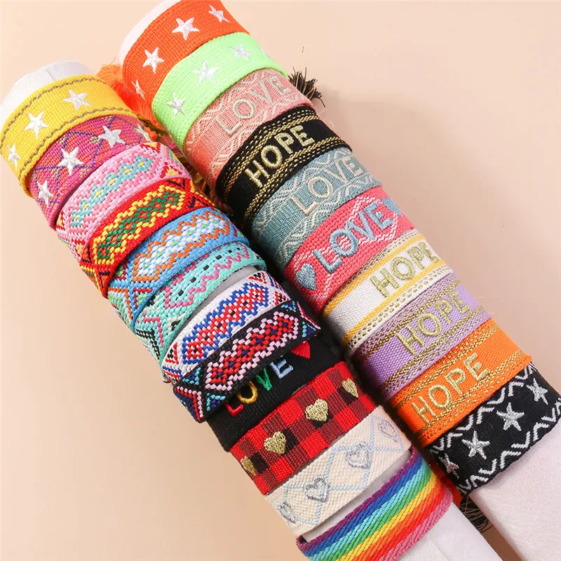 Aihua Hot Sale Boho Colorful Handmade Woven Rope String Knitted Bracelet Bangles Unisex Friendship Children Lucky Jewelry Gifts