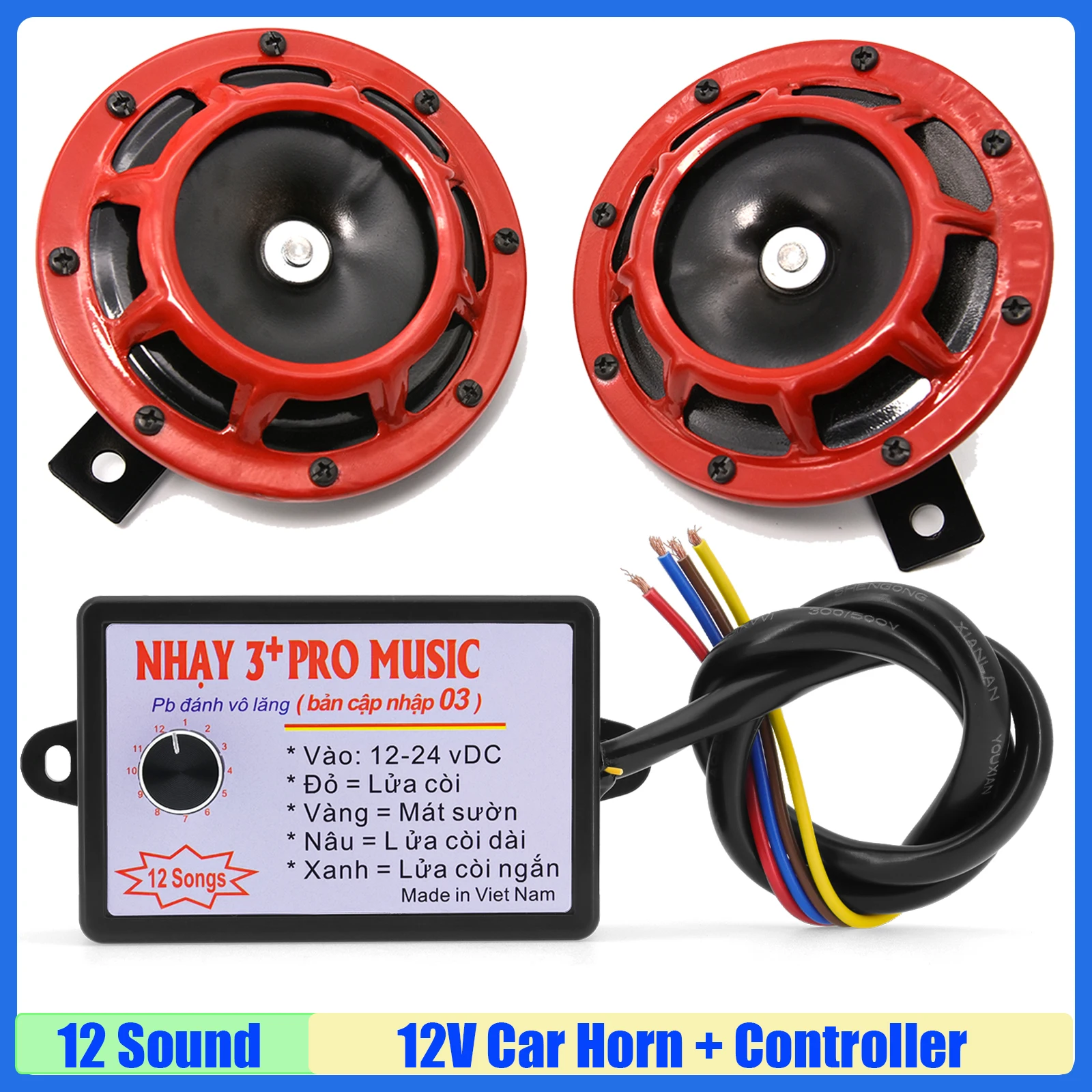 12 Sound Musical Electronic Horn Controller 3+Pro Horn Speaker Sound Control with Horn 12V Loud Sound Car For Boat Motor Custom