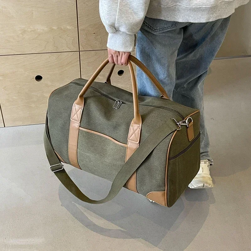 Solid Canvas Large Capacity New Style Travel Bags Zipper High Quality Shoulder Bag for Women 2024 Casual Versatile Tote