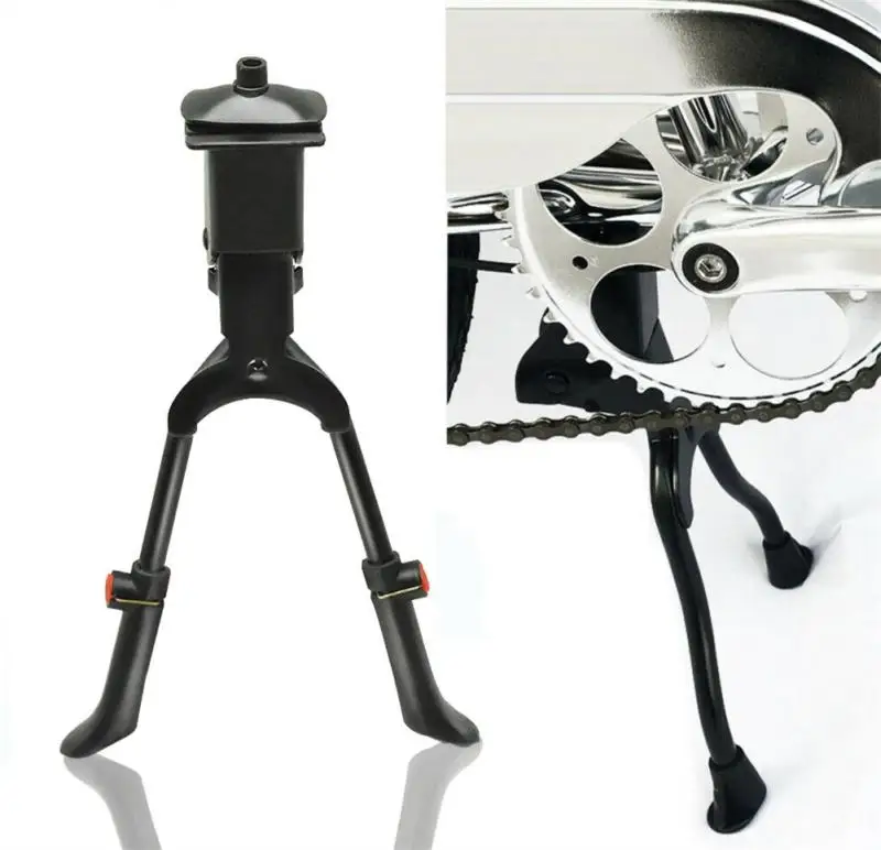Pata de cabra doble para bicicleta, soporte central plegable, resistente, ajustable, para MTB