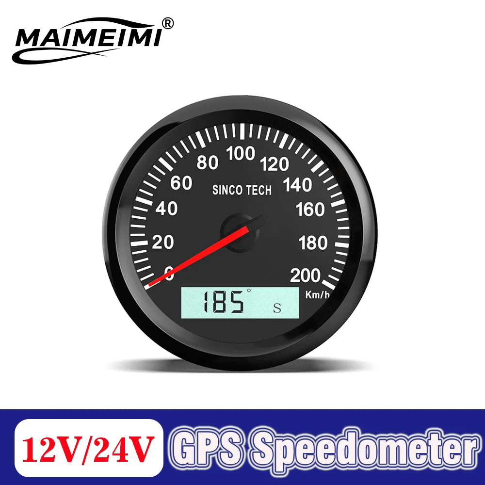 

85mm GPS Speedometer Odometer 0~200km/h LCD Display Speed Course Angle Mileage With GPS Antenn for Car Motorcycle Boat 12V 24V