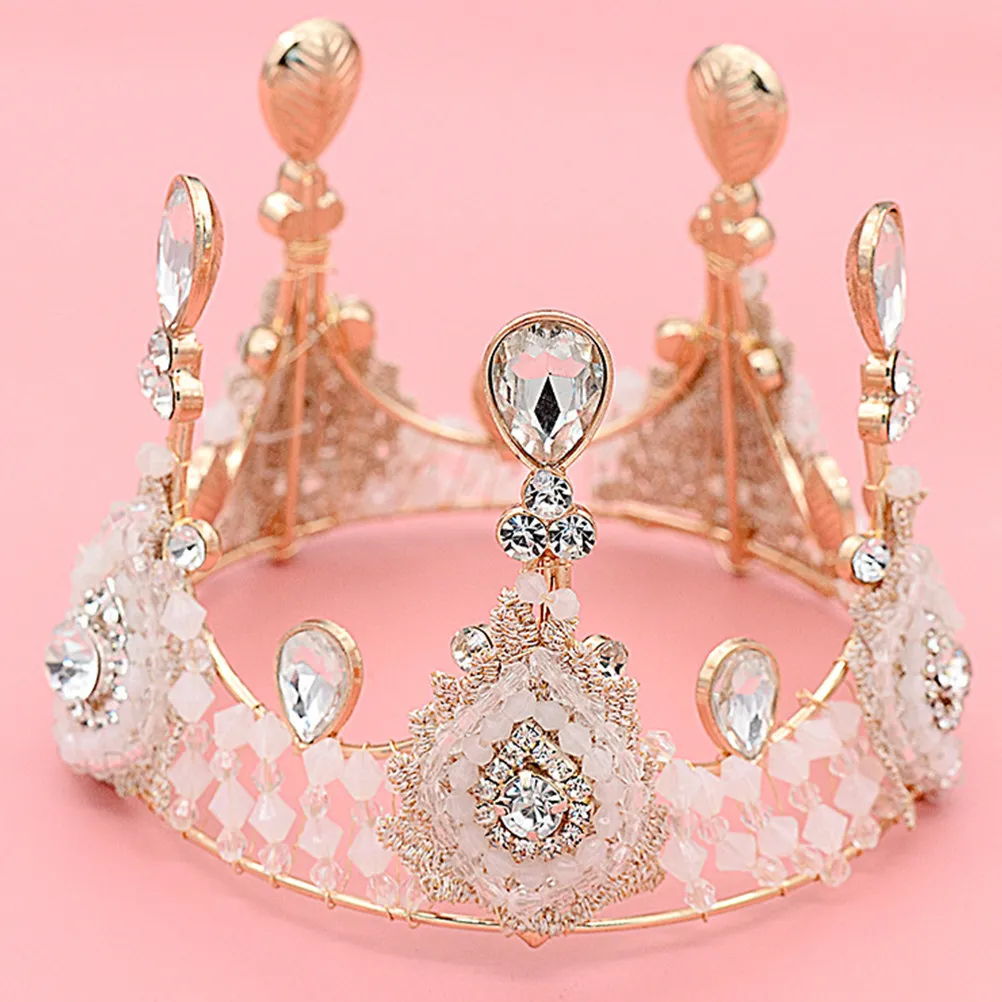 Beautiful Headdress for Birthday 10.5x8cm Sparkly Rhinestone Crystal Alloy Birthday Crown Stylish Elegant