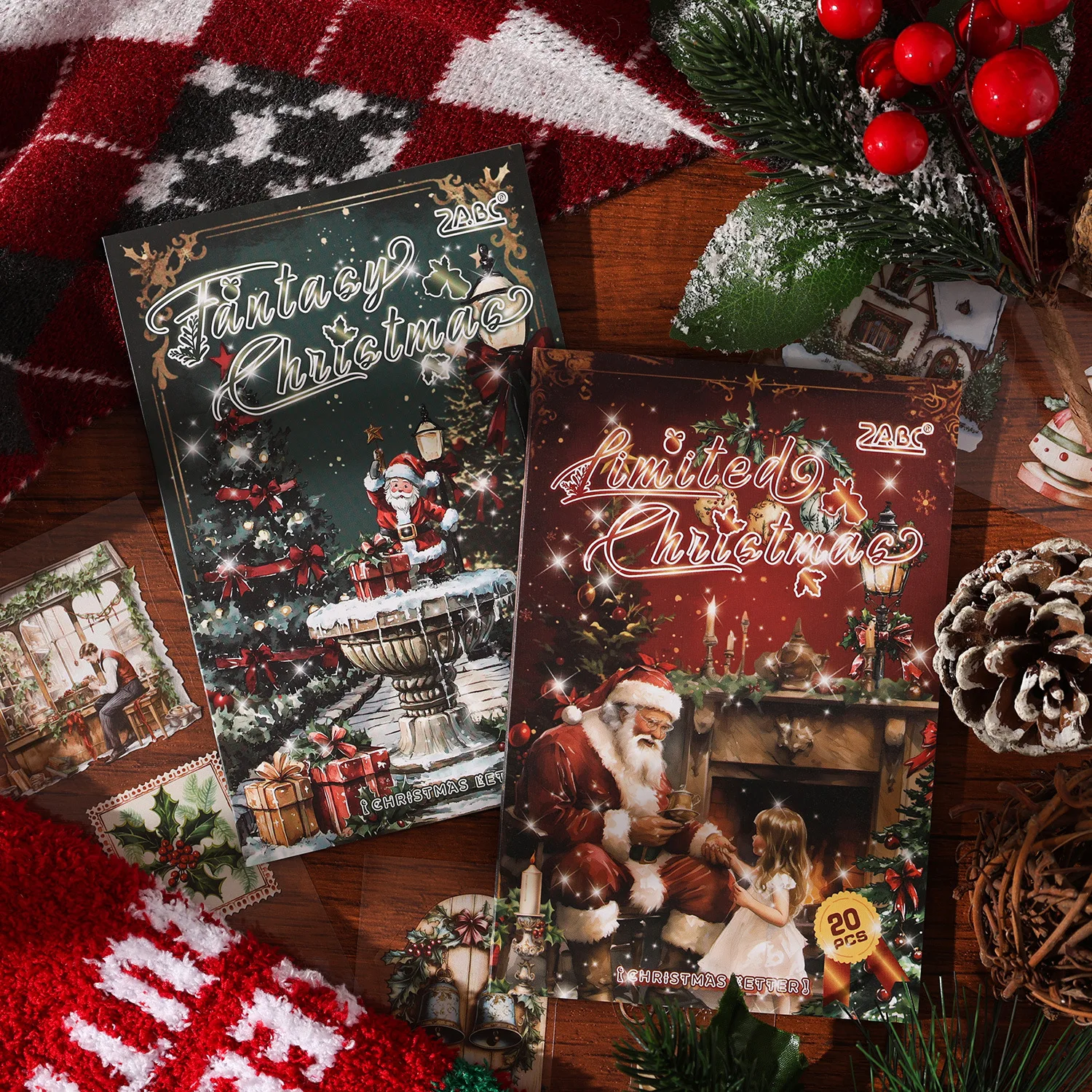 

Рождественская серия букв, винтажная елка Санта-Клауса, персонаж, пейзаж, наклейка для домашних животных, книга, креативный журнал «сделай сам», канцелярские принадлежности для коллажа