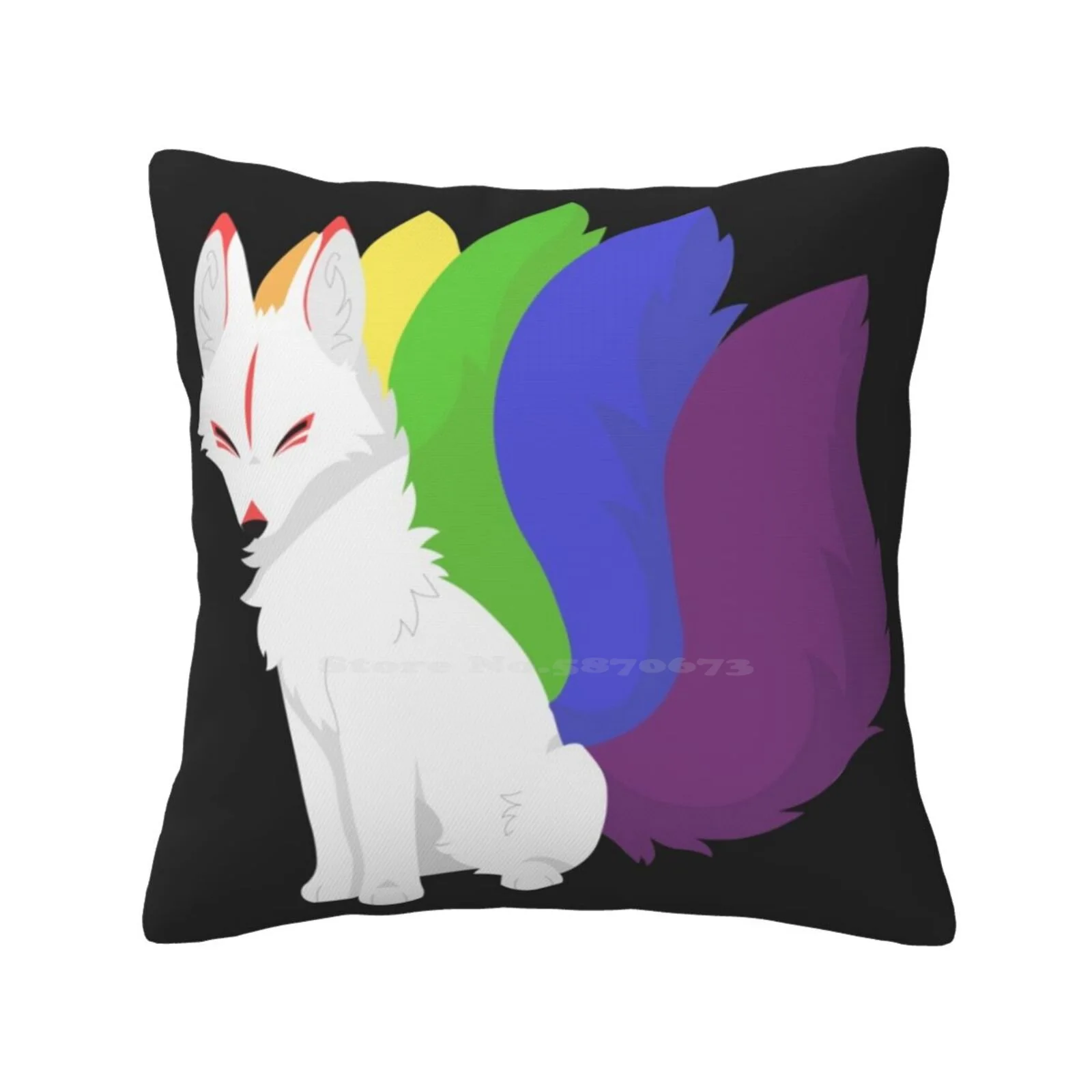 Simplistic-Rainbow! ( White ) Home Sofa Car Cushion Cover Pillowcase Foxes Cute Japanese Vector Animal Furry Fursona Fursuit