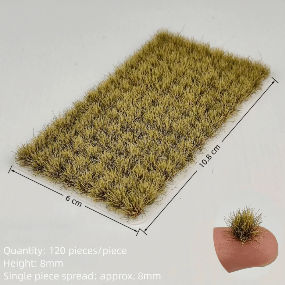 120 Stück mehrfarbige Grasbüschel, 8 mm Höhe, selbstklebendes Miniatur-Blumengrasmodell, DIY-Zubehör, Sandtisch-Layout