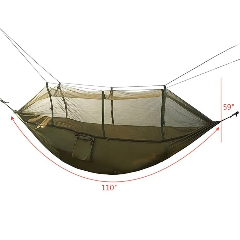 

Portable Nylon Fabric Hammock Outdoor Travel Camping Hammock Mosquito Net