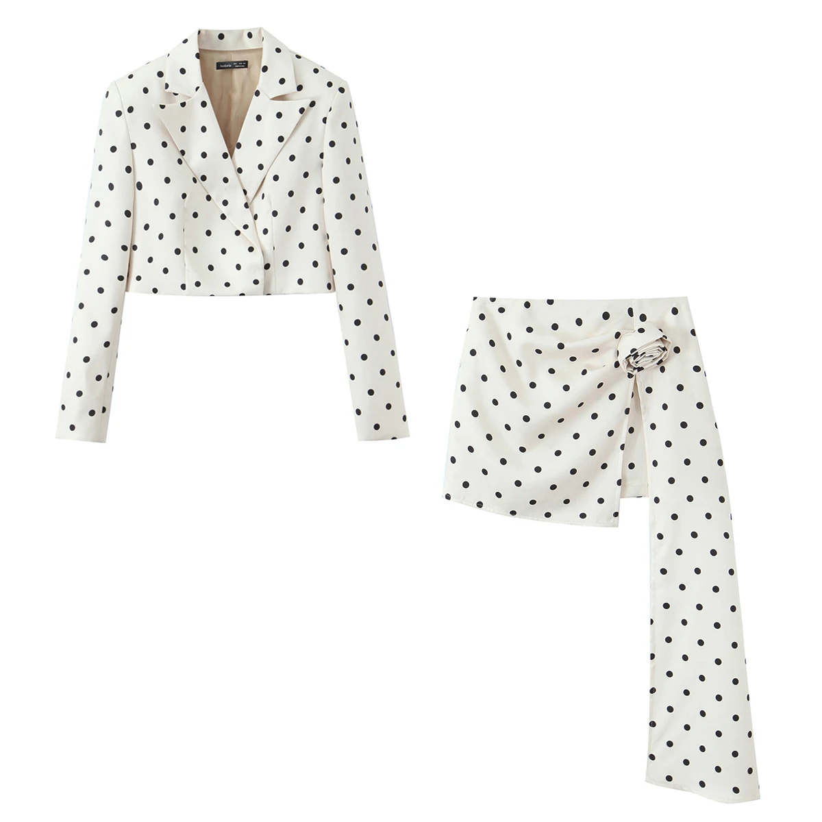 

Women's Spring 2026 New Arrival: Fashionable and Versatile Simple Polka Dot Wide Shoulder Suit Skirt Set