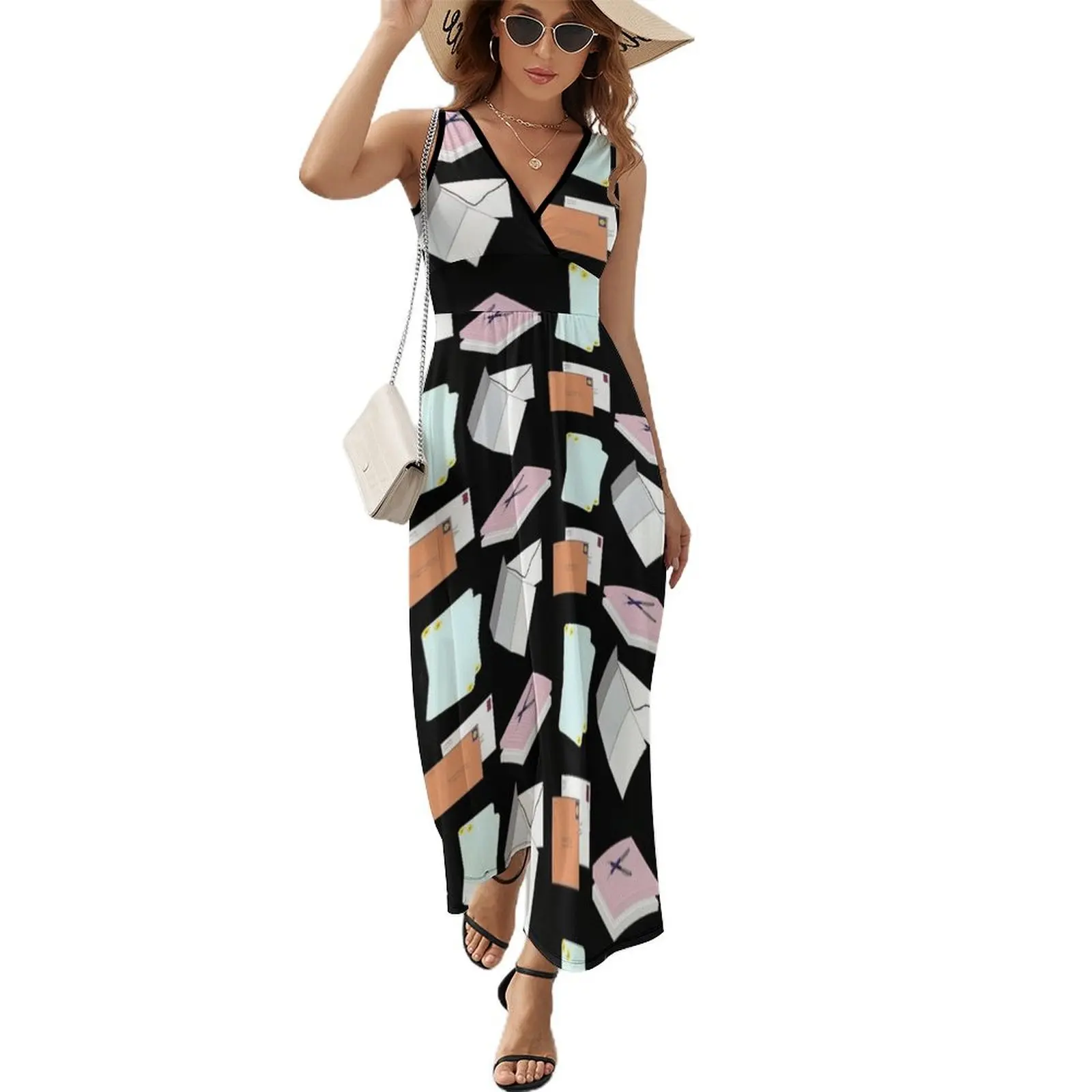 

Snail Mail Happy Mail (Separate Items Version – Black Background) Sleeveless Dress summer dress woman 2024 trendy