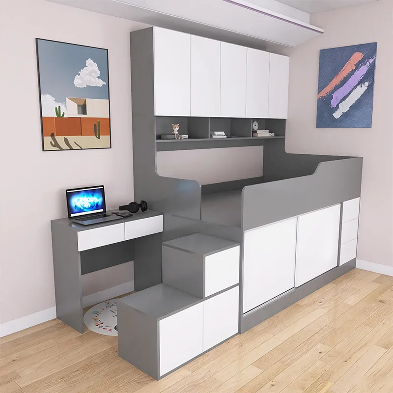 

Children's Half-height Wardrobe Integrated Small Apartment Solid Desk Small Storage Multi-functional Solid Home Combination