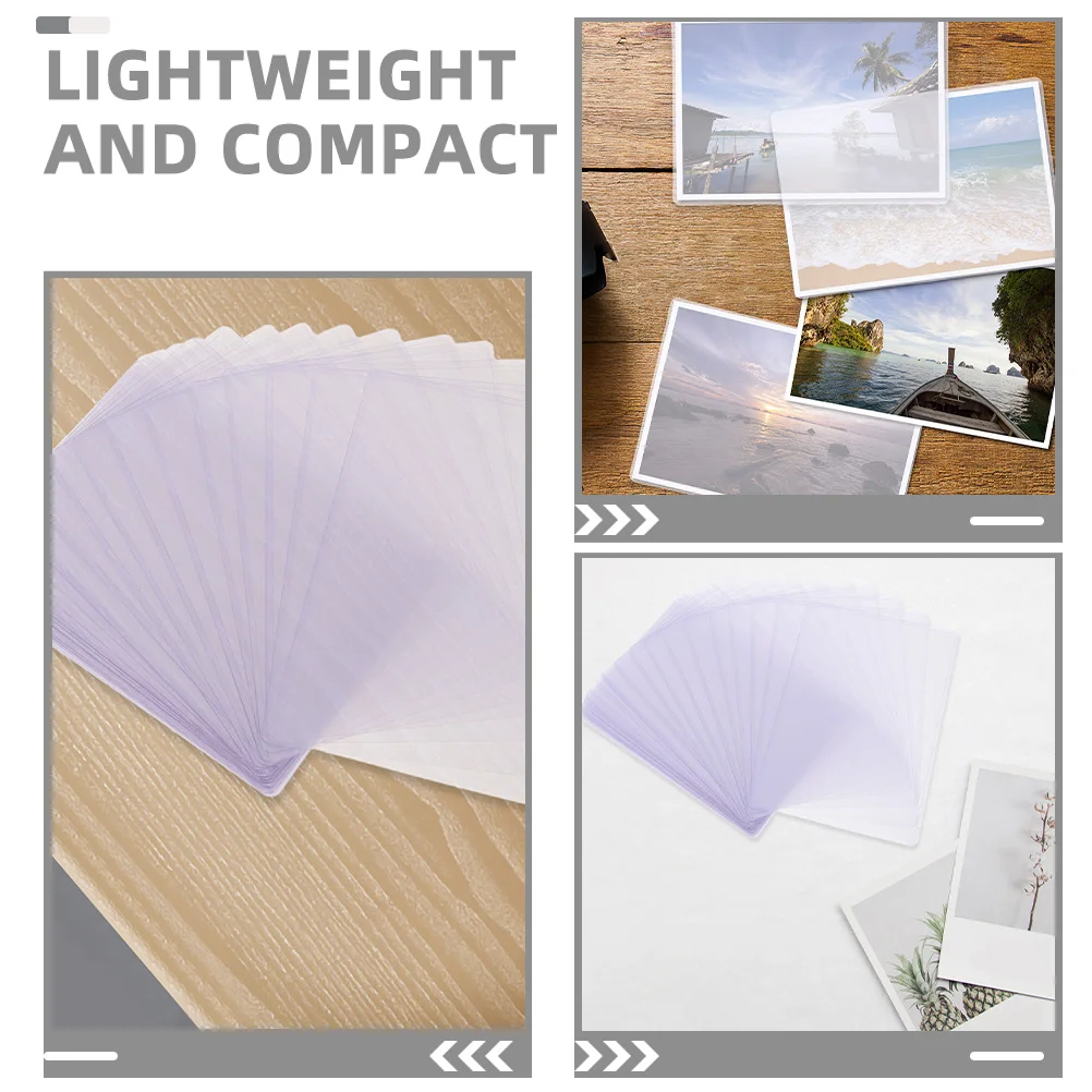 50Pcs Clear Card Protector Sleeves Transparent Photo Holders Waterproof Hard Plastic Postcard Sleeves for Card Storage