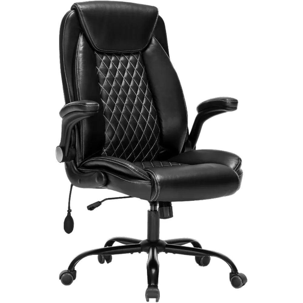 

Office Chair, High Back Executive Desk Chairs, Ergonomic Home Computer Chair with Flip Up Armrests and Inflatable Lumbar Support