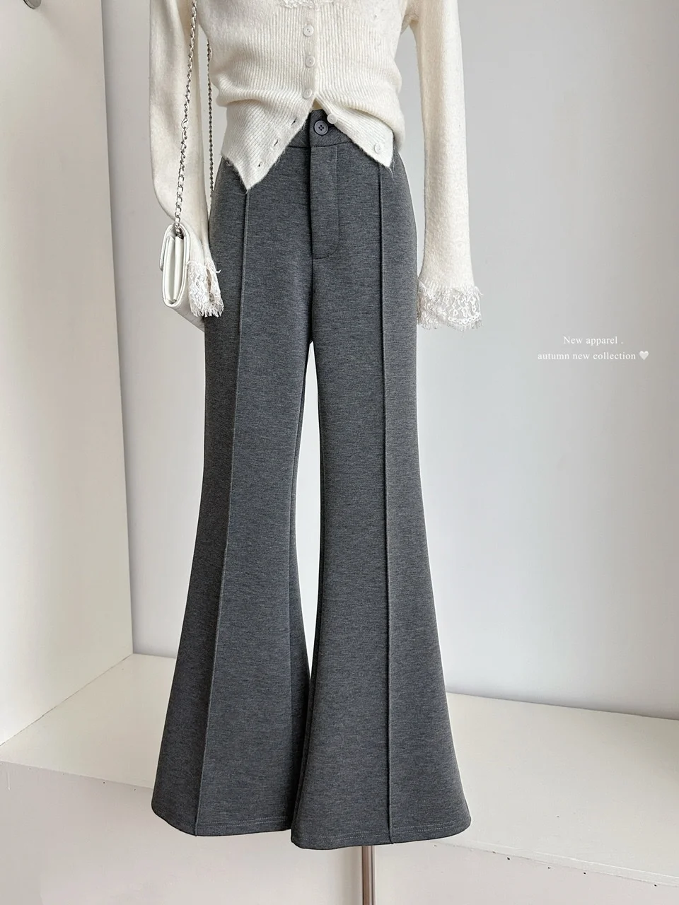 Pantalon évasé taille haute pour femmes, couleur unie, Streetwear, Slim, pleine longueur, printemps automne