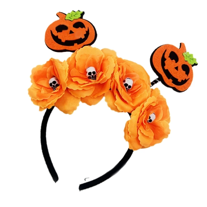 Halloween Headband Dark Series Flower Pumpkin Hairband Punk Skull Headhoop Party Hair Decors Holiday Festival Headpiece