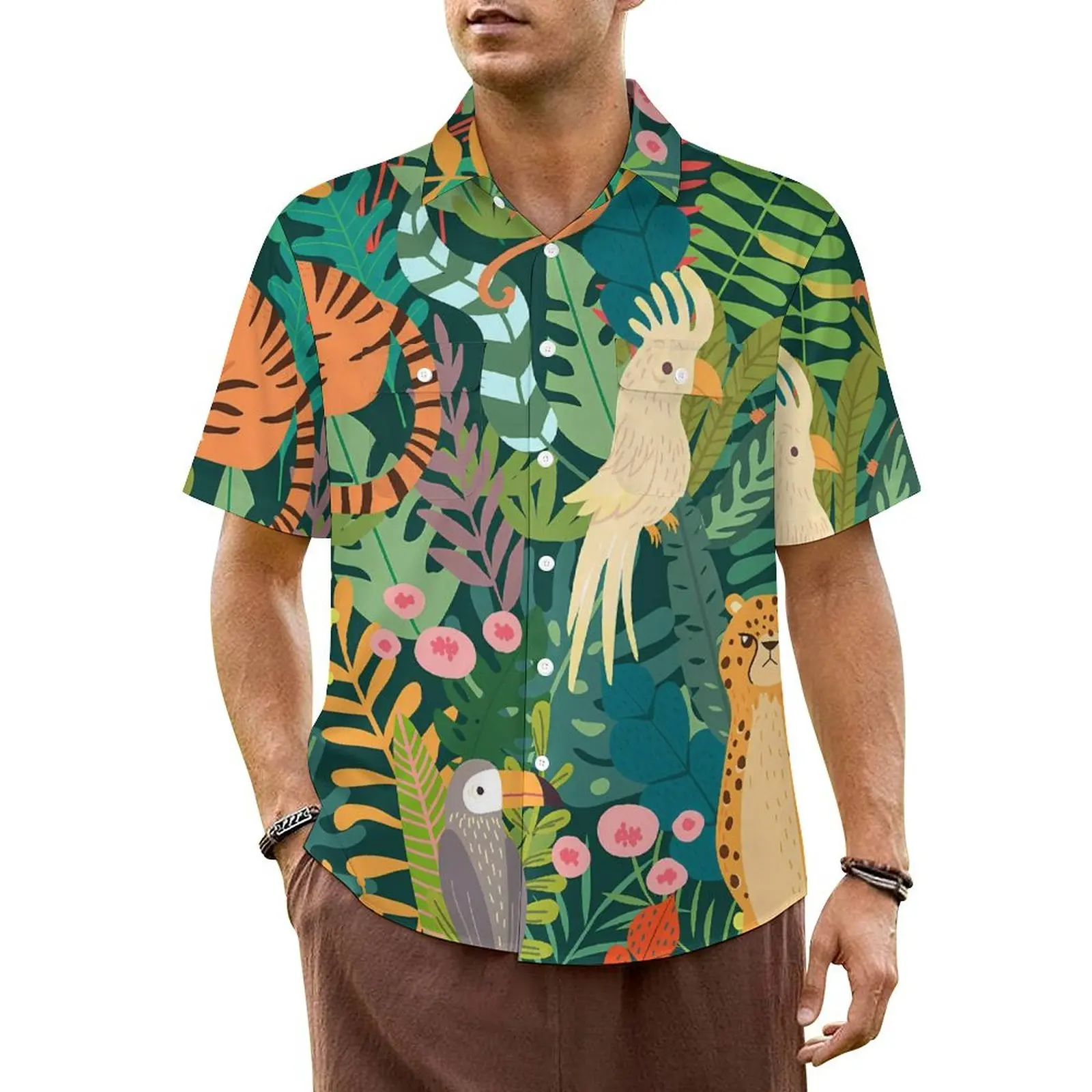 Camisa de férias macaco bonito para homens, estampa animal, camisas casuais novidade, manga curta havaiano, gráfico Harajuku, blusas extragrandes, presente