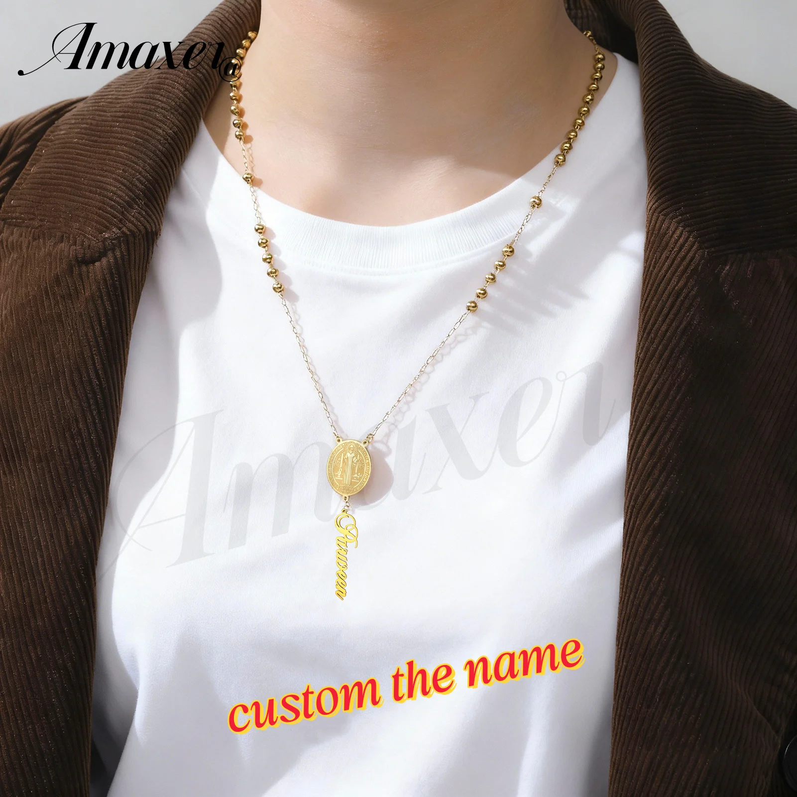 Custom Personalized Name Saint Benedict/Michael Medal Necklace for Men Women Bible Verse Protection Catholic Jewelry Gifts - view 6
