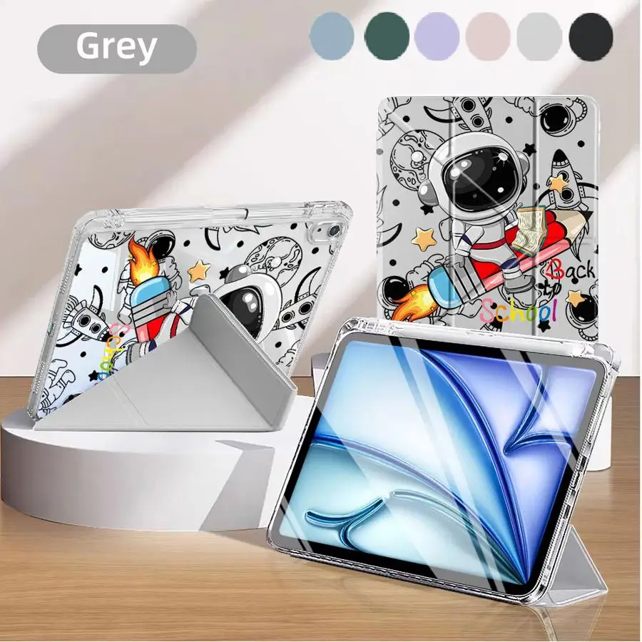 

Cartoon Astronaut Black To School Holder Cover Tablet Case For iPad 11th 10th 9th 8th 7th 12.9inch Pro 2025 Mini 6 7 Air 4 5 M3