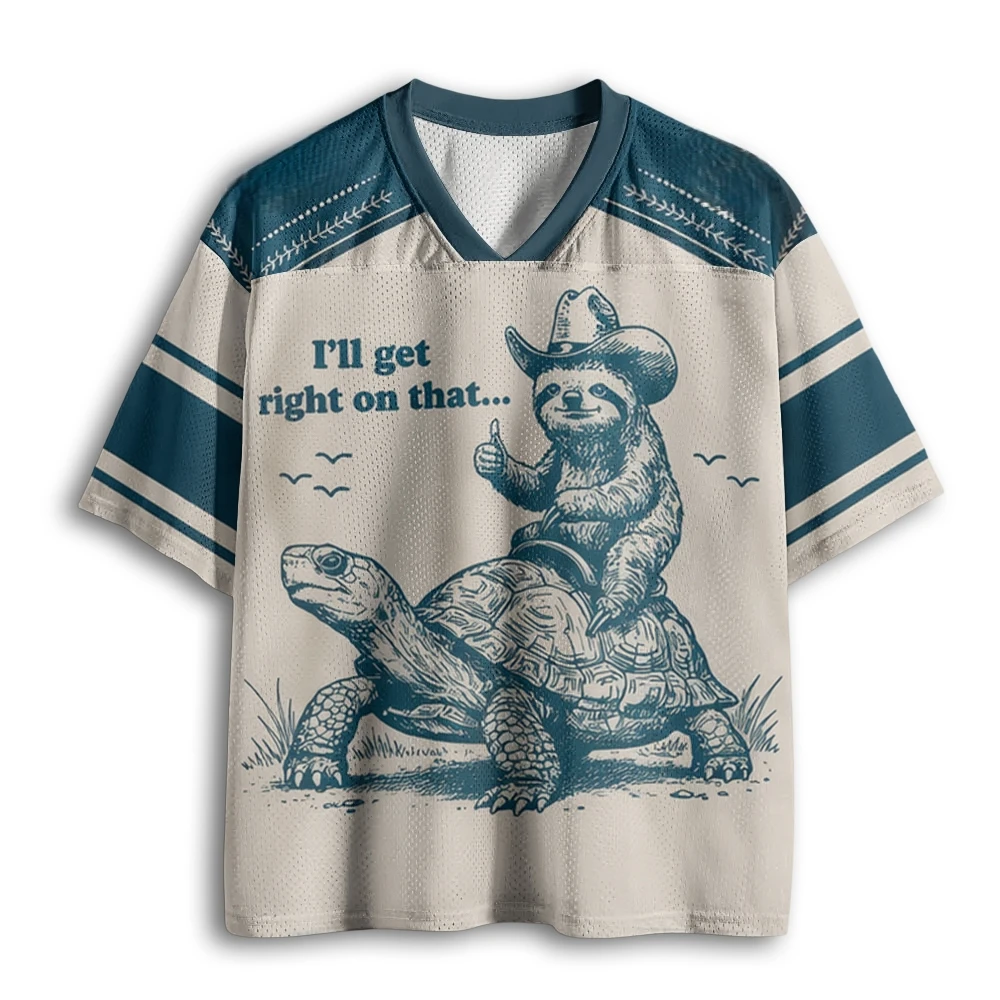 Retro Western Wildlife Lazy Animal Meme Graphic Short Sleeve Jersey Leaf Shoulder Decor Unisex Casual Outdoor Streetwear Top