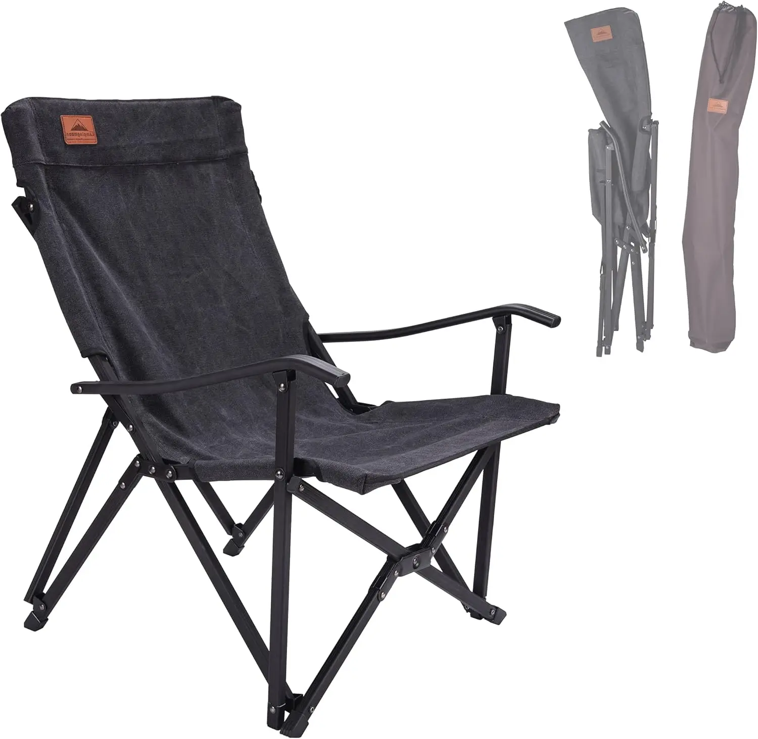 

Campingmoon Portable Cotton Canvas Campfire Bonfire Open Fire Camping Chair Low Style Chair Bla F-1003C-Bk