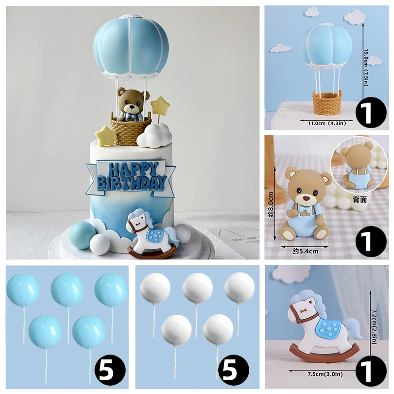 Bär Kuchen Dekorationen Heißluft Ballon Figur Rosa Blau Bär Kuchen Ornament Für Mädchen Junge Baby Dusche Geburtstag Party Dekorationen – Detail 9
