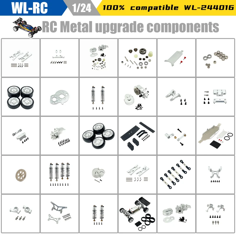

WLtoys 244016 1/24 Запчасти для радиоуправляемой машины: Металлические улучшенные детали, задний волновой редуктор в сборе, комплект шестерен, шариковые подшипники для всего автомобиля