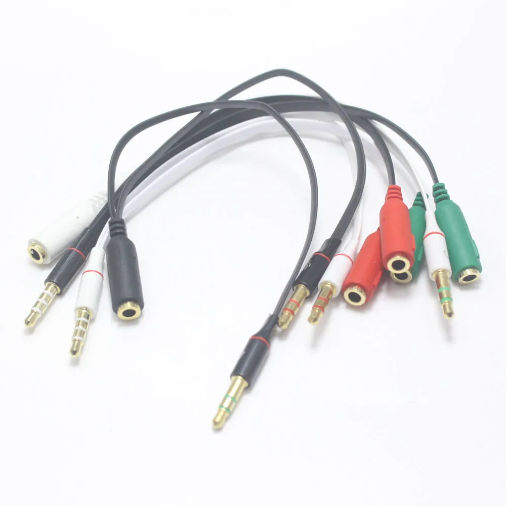 1pcs 3.5mm 3 Pole Male plug to Female jack 3.5 Audio Connector 2 in 1 Stereo Headset Dual Track Headphone