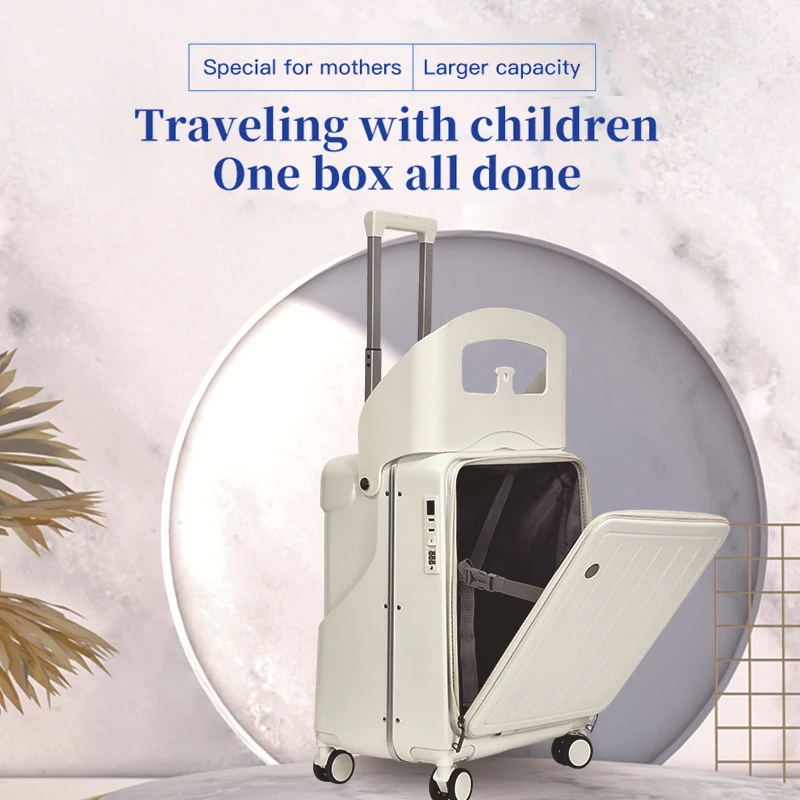 Bagaglio mamma per passeggiare con bambini, valigia trolley genitore-figlio a spinta, bagaglio per bambini montabile, valigia a mano da 20 pollici