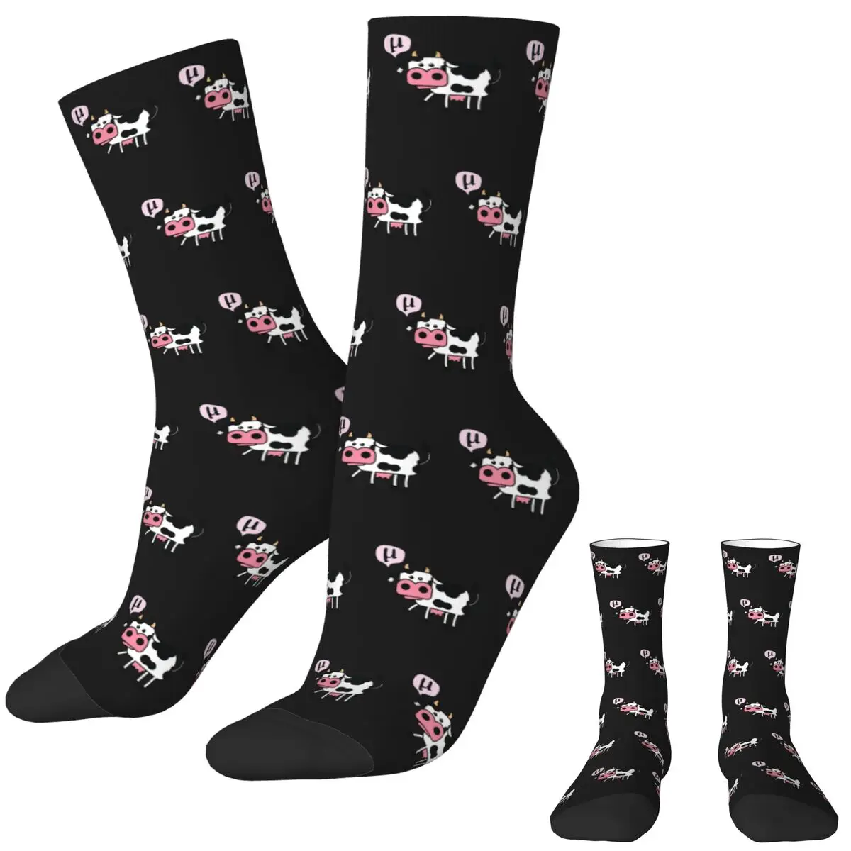 Funny Milk Cow Saying Mu Moo Stockings Women Men Socks Breathable Leisure Socks Autumn Skateboard Non Slip Graphic Socks