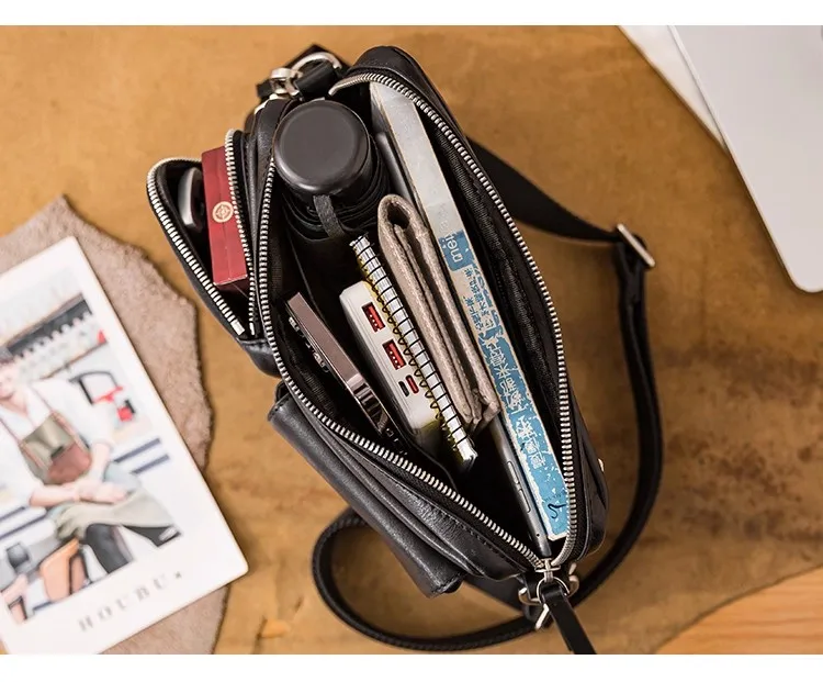 SENOFAN New Original Mobile Phone Small Bag Genuine Leather Shoulder Strap Bag Men Courier Bag Commuting Light Riding Tide
