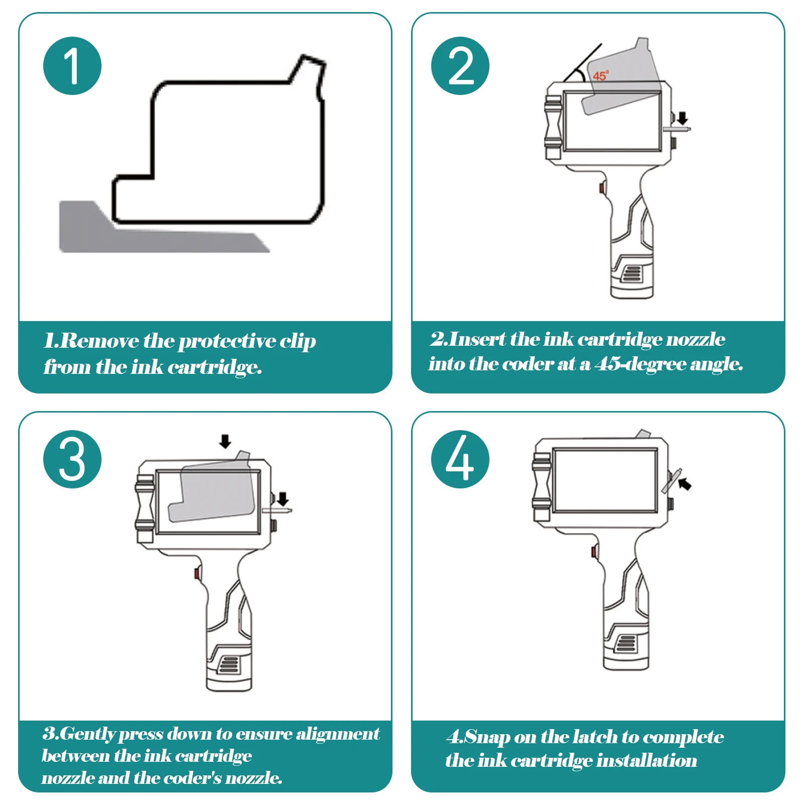 TIJ Online Handheld Inkjet Printer Cartucho, secagem rápida, à prova de água, tinta preta solvente, original, alta qualidade, 12,7mm, 1 Pc, 2 Pcs, 3