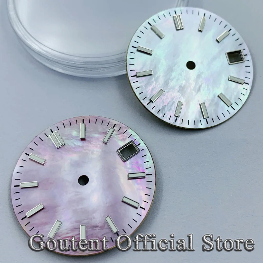 Goutent 28.5mm Green Luminous Sterile Watch Dial Fit NH34 NH35 Automatic Movement Fit 3 O\'Clock Crown 3.8 O\'Clock Crown