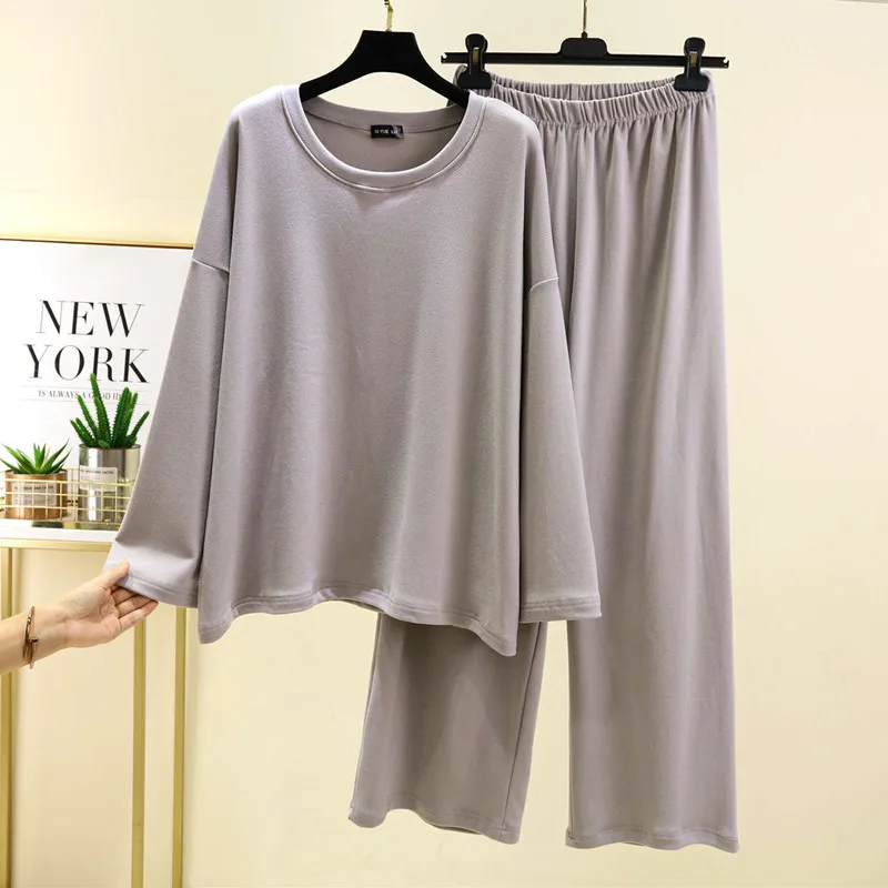 

Пижамный комплект, женский новый свободный утепленный зимний пижамный комплект, теплая бархатная домашняя одежда, женские пижамы для отдыха, ночная рубашка, пижамная одежда