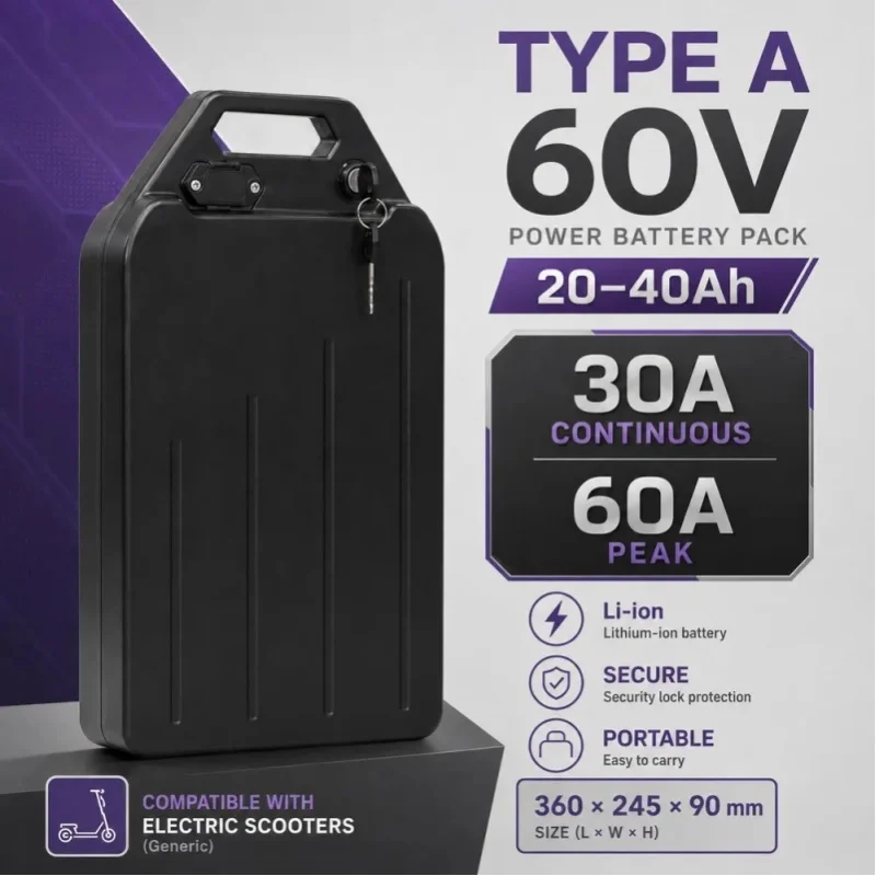 60V 40Ah Ersatz-Akkupack für Elektroroller, Hochleistungs-Lithium-Ionen-Akku 2400Wh für Citycoco Harley Zweirad-Klapproller