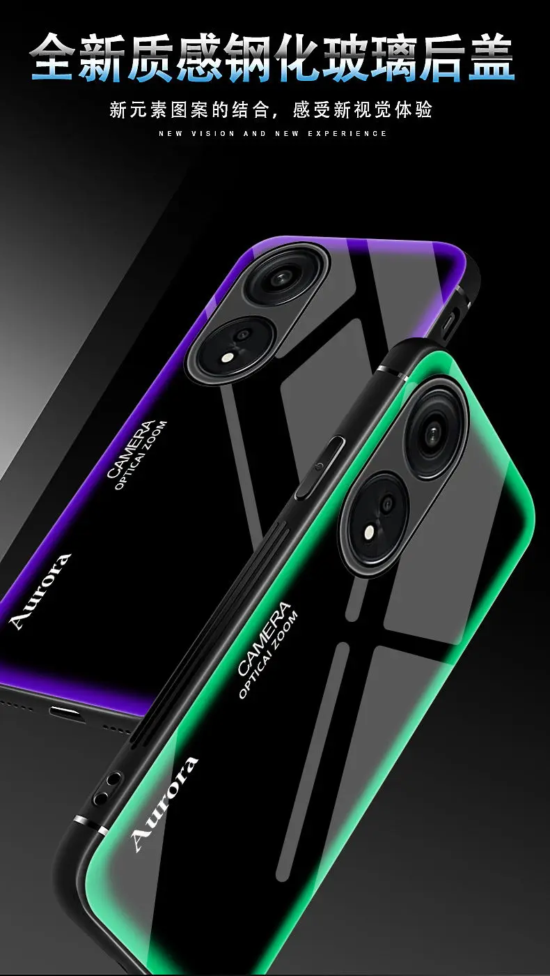 For OPPO Reno 8T Case Hard Tempered Glass Fashio Gradient Protective Back Cover Case For OPPO Reno8T 5G Full Cover Phone Shell