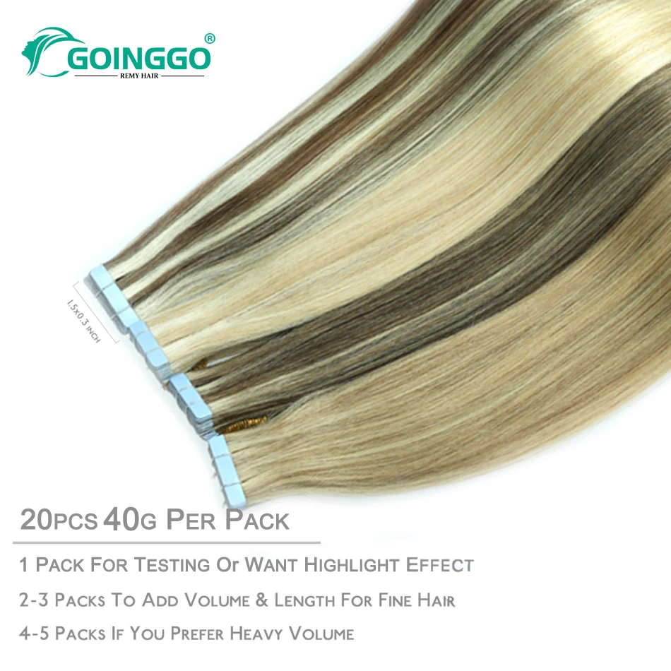 Straight Tape In Hair Extension Human Hair 20Pcs/Pack European Hair Extensions Keratin Capsule Blonde Highlight Color 12-26Inch