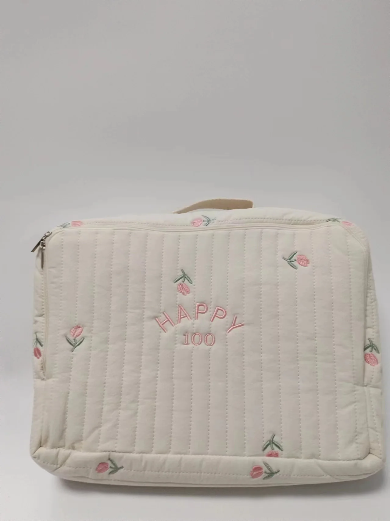 Customized  Embroidery  Bag 100% Cotton Zipper Newborn Baby Diaper Bags Nappy Travel Stroller Storage Organizer Makeup Pouch